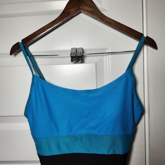 Speedo Womens One Piece Blue & Black Swimsuit Size 12 - Picture 3 of 8